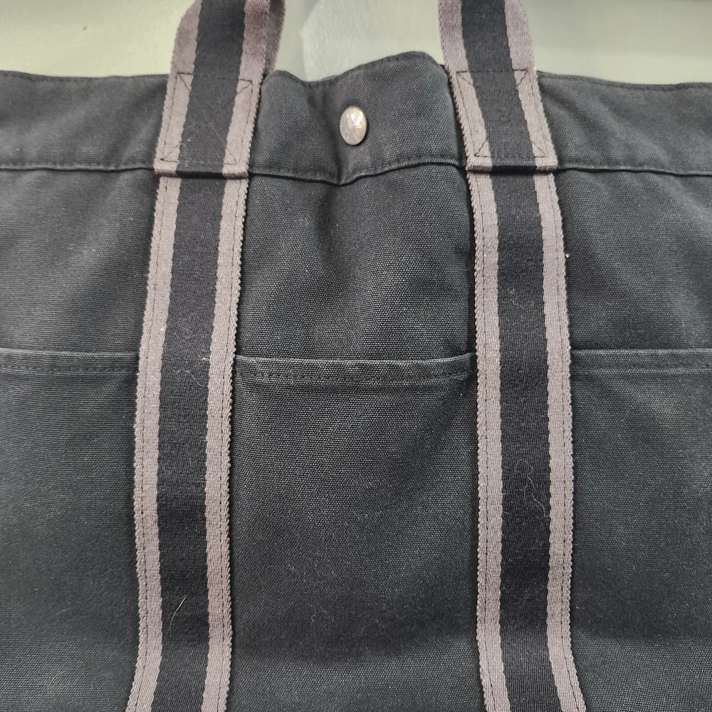 Hermes Paris Fourre Tote Navy with Gray Stripes